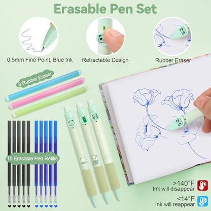 DazSpirit 61PCS Aesthetic College School Supplies Set with Cute Pencil Case | Pastel No Bleed Highlighters, Gel & Erasable Pens, Mechanical Pencils, Refills & Sticky Notes, Complete Stationery Kit - color: Green