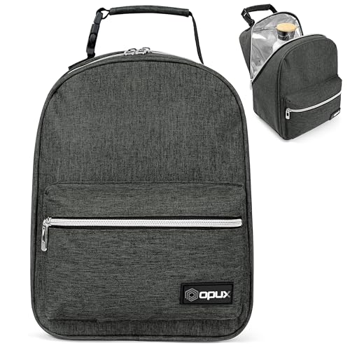 opux Insulated Lunch Box for Kids & Adults, Leakproof Reusable Lunch Bag for Work School Office, Soft Cooler Lunchbox for Girls Boys Women Men with Clip-On Buckle & Front Pocket, Charcoal - color: Charcoal