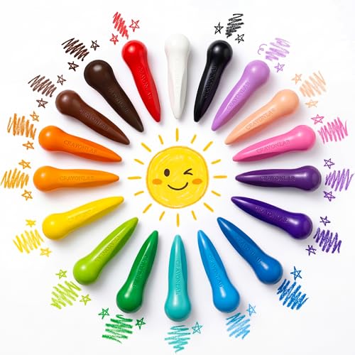 Jumbo Crayons for Toddlers 1-3, 18 Colors Easy-Grip & Unbreakable - Washable, Non-Toxic, Anti-Roll Art Supplies, Perfect First Crayons & Sensory Toy Gift for Ages 1-4