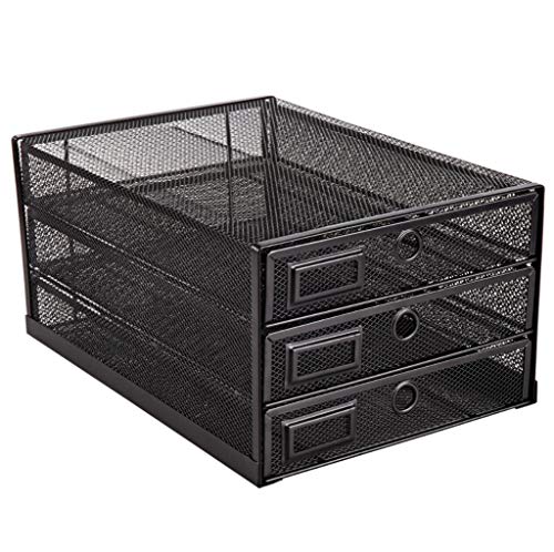 Annova Desk Organizer Wire Mesh 3 Tier Sliding Drawers Paper Sorter/Multifunctional/Premium Solid Construction for Letters, Documents, Mail, Files, Paper, Kids' Art Supplies (Black) - color: Black