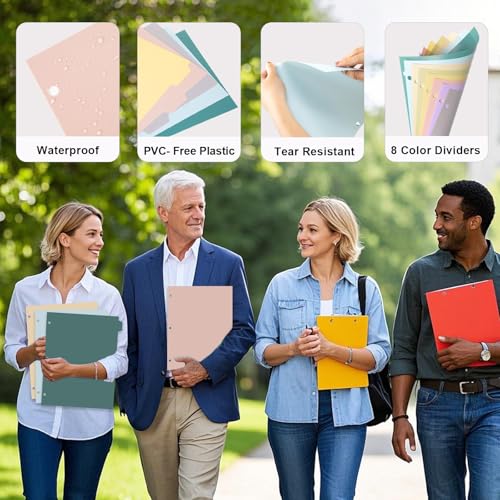 6 Sets Dividers for 3 Ring Binder,8 Tab,Come with 252 Pcs Blank Sticky Labels - size: 6Sets-8TAB