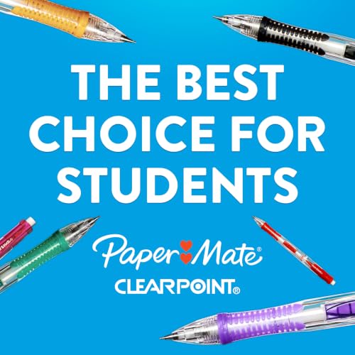 Paper Mate Clearpoint Mechanical Pencils, 0.7mm Color Lead, Erasable, Refillable, 6 Count - Vibrant Colors, Comfortable Grip, Fun Office Supplies