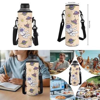 Boys Cartoon Astronaut Print 4 in 1 Backpack Set - 17 Inch Kids Elementary School Bookbag with Insulated Lunch Box, Pencil Case & Water Bottle Holder - color: Cartoon Astronaut