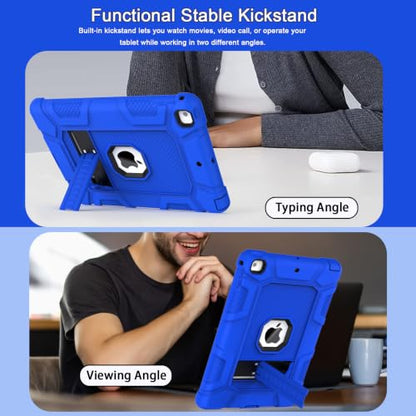iPad 6th Generation Cases, iPad 5th Generation Case, iPad 9.7 Case, Hybrid Shockproof Rugged Drop Protection Cover Built with Kickstand for iPad 9.7 inch A1893 / A1954 / A1822 / A1823 (Blue+Black) - color: Blue+Black