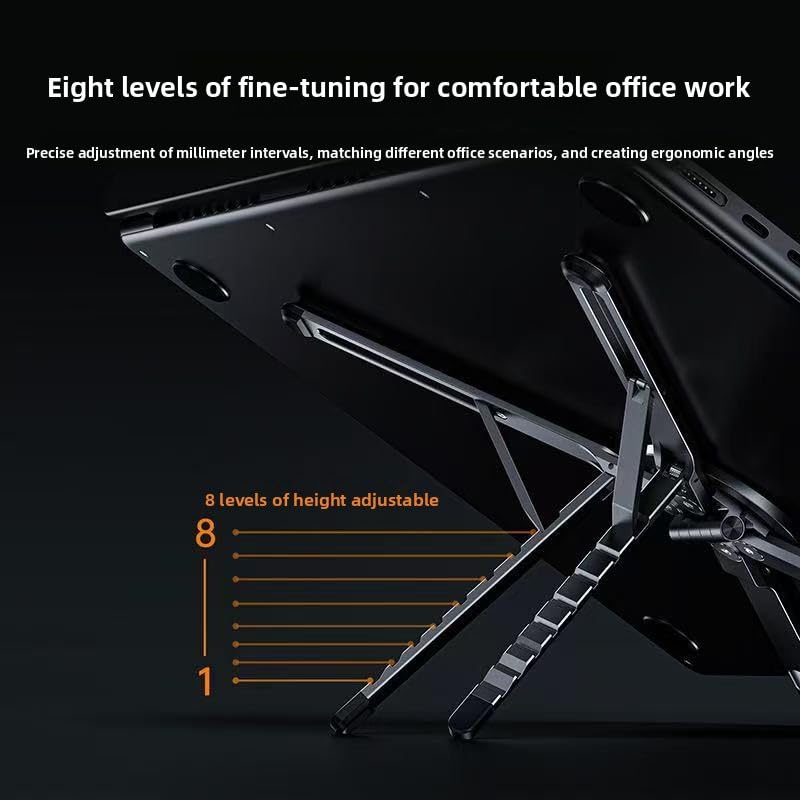 Portable Laptop Stand for Desk, Foldable Adjustable Computer Riser with Magnetic Phone Holder, Aluminum Laptop Stand Tablet Stand Mobile Phone Holder (Navy Blue) - color: Navy blue