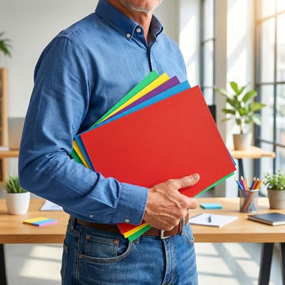 SUNEE Two Pocket Folders, 100 Pack File Folders with Business Card Slot, Textured Paper, Fit Letter Size Paper, Paper File Folder for School Office Home Business, Red - color: Red, style: 100-Pack