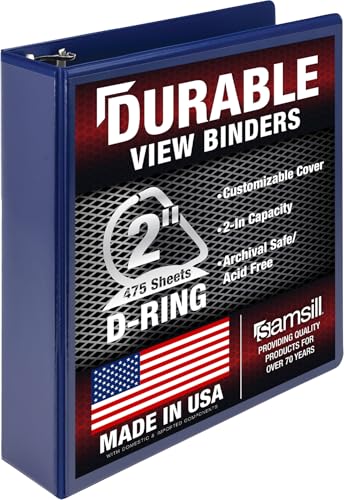 Samsill Durable 2 inch 3 Ring Binder, D Ring Binder, 100% Recycled Chipboard, Blue - color: Blue, size: 1 Pack, style: 2 Inch