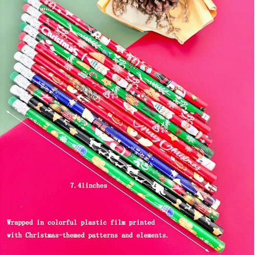 72PCS Wooden cased Christmas Pencils for Kids with Erasers, Wood Pencils for School,Drawing,Gift (72PCS) (Christmas, 72) - style: Christmas