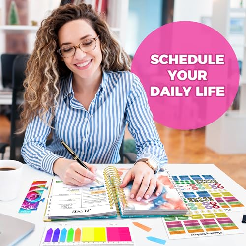 Academic Planner 2026-2027, 18 Months Weekly & Monthly Calendar Planner | July 2026 - Dec 2027, 6.6" x 8.3 A5 Size, Hardcover Daily Agenda with Tabs, Inner Pocket, Bookmark, Stickers, Sticky Note Set - color: Rainbow Rose, size: A5