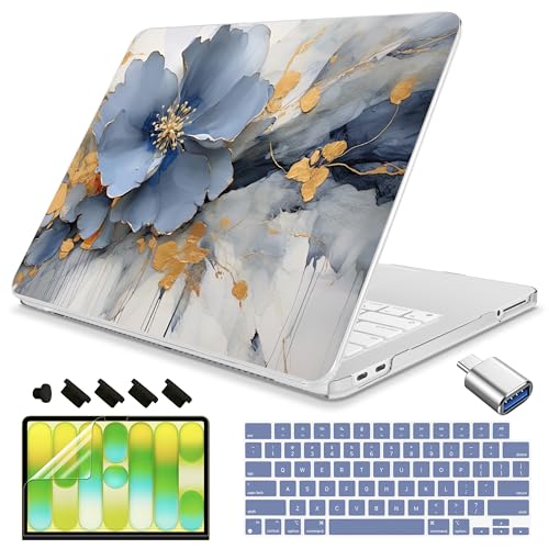 Teryeefi Case for MacBook Neo 13 inch A3404 2026 Release (A18 Pro Chip), Slim Fit Protective Hard Shell Cover & Keyboard Cover & Type C Adapter & Screen Protector- Abstract Floral - color: Abstract Floral