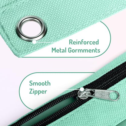 Forvencer Pencil Pouch for 3 Ring Binder, Pastels Pencil Case with Smooth Zipper, Cute Soft Pen Bag with Clear Window & 3 Reinforced Grommets, Big Capacity Binder Bag, School Office Supplies, Purple - color: Purple