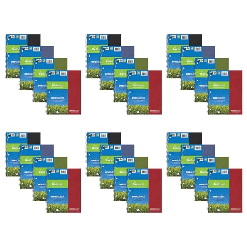 ROARING SPRING Case of 24, Environotes Recycled One Subject Spiral Notebook, Heavyweight College Ruled BioBased Paper, 11" x 8.5" 70 Sheets, Assorted Earthtone Covers - size: 11" x 8.5", style: 1 Case