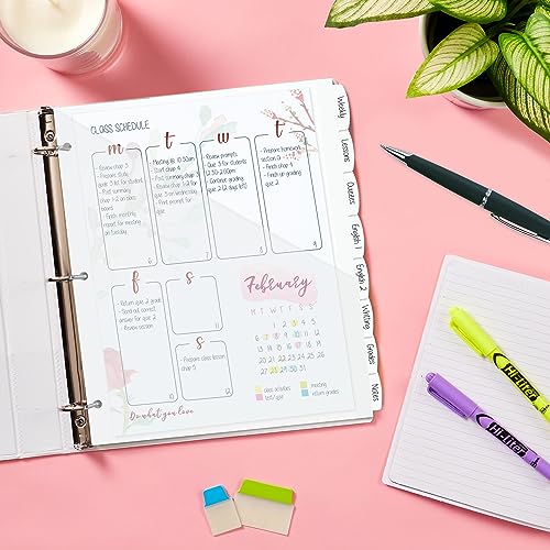 Avery Durable Plastic 8 Tab Write & Erase Dividers for 3 Ring Binders, Slash Pocket, Translucent White, Works with Sheet Protectors, 1 Set (16826)