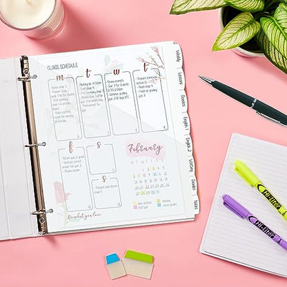 Avery Durable Plastic 8 Tab Write & Erase Dividers for 3 Ring Binders, Slash Pocket, Translucent White, Works with Sheet Protectors, 1 Set (16826)