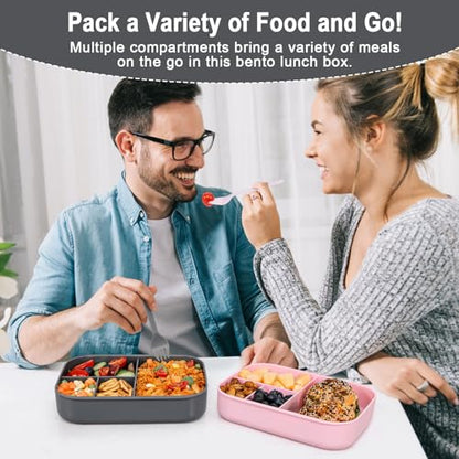 Caperci Stackable Bento Lunch Box for Adult & Teens - Reinforced Leak-Proof Lunch Container 4-Compartment with Utensils & Sauce Container, BPA-Free, Dishwasher/Microwave Safe, 47oz (Dark Gray) - color: Dark Gray