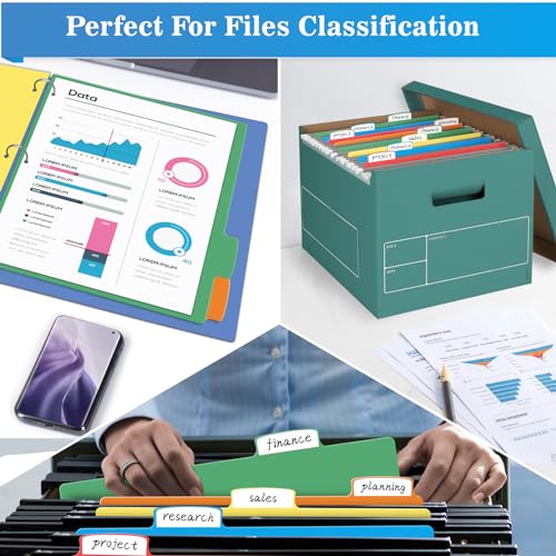 V-Opitos 12 Set 5-tab Index Dividers for 3 Ring Binders, Bulk Plastic Multicolor Dividers with 3 Holes Punched, Ideal School & Office Supplies