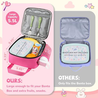 REDSHELL Lunch Box Kids, Large Insulated Lunch Bag for Girls, Rose Red | Tactical Style, Cooler Lunchbag, Square Toddler Lunchbox, School & Daycare, Lunch Tote, Water Bottle Holder, Adjustable Strap - color: Rose Red