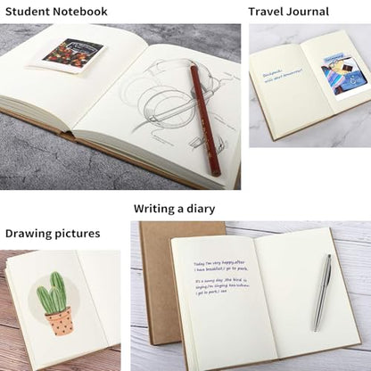 EOOUT 3pcs Blank Notebook, A5 Hardcover Sketchbook 120 Sheets 240 Pages Unlined Notebook, 100gsm Paper, 5.6 x 8.2in, Journal for Drawing, Art, Travelers Gifts, Students and Office Supplies - style: 3pcs-Kraft