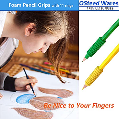 Foam Pencil Grips Bulk for Kids Handwriting, Pen Grips for Adults | 30 Pcs 10 Colors, 11 Rings, Mechanical Pencil Cushion Grip Pastel, Pencil Grips for Arthritis, Pencil Grippers