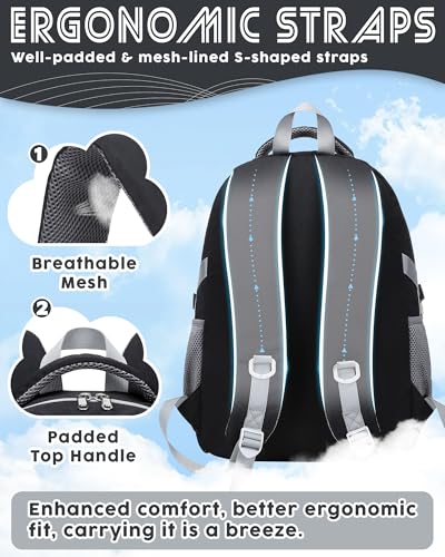 BLUEFAIRY Middle High School Backpack for Boys Girls Large Bookbag with Laptop Compartment Back to School Book Bags for Teens Teenagers Mochilas Escolares para Niños Niñas (Black/Gray, Solid) - color: Black/Gray