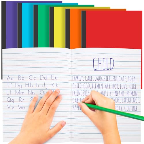 Henoyso 6 Pcs Primary Composition Notebook K-2, Wide Ruled 9.75" x 7.5" Journals, 60 Pages, Writing & Handwriting Practice for Kindergarten, 1st & 2nd Grade, Back to School Supplies (Stylish Color)
