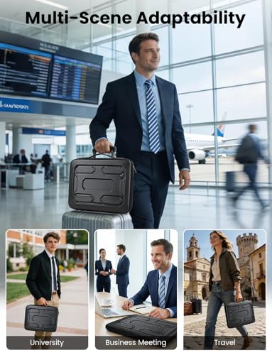 DOMISO Laptop Hard Case 15-16 inch Waterproof Shockproof Hard Shell Laptop Sleeve with Handle & Storage Pocket, Compatible with MacBook, HP, Dell, Black - color: Black, size: 15.6 inch