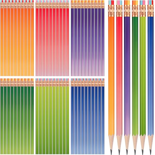 TecUnite 120 Pcs #2 HB Pencils with Eraser No 2 Unsharpened Wooden Hexagonal Pencils for Adults Gifts for School Exam art Learning Office Sketching(Gradient Color) - color: Gradient Color