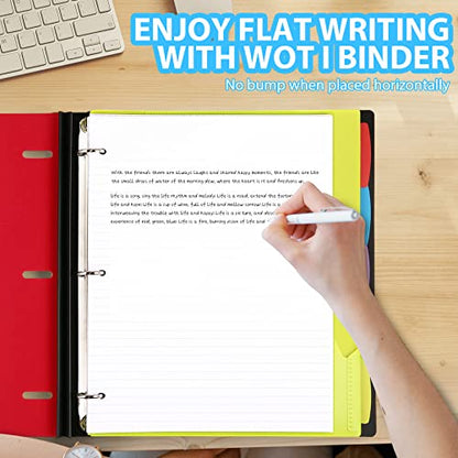 WOT I 1-Pack Telescoping 3 Ring Binder Notebook - Customizable Cover, 5 Dividers & Pocket Folder in One Slim Organizer (60 Sheets Included), Red - color: Red, size: 1 Pack