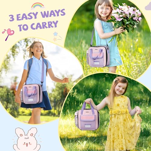 REDSHELL Lunch Box Kids, Large Insulated Lunch Bag for Girls, Purple | Tactical Style, Cooler Lunchbag, Square Toddler Lunchbox, School & Daycare, Lunch Tote, Water Bottle Holder, Adjustable Strap - color: Purple