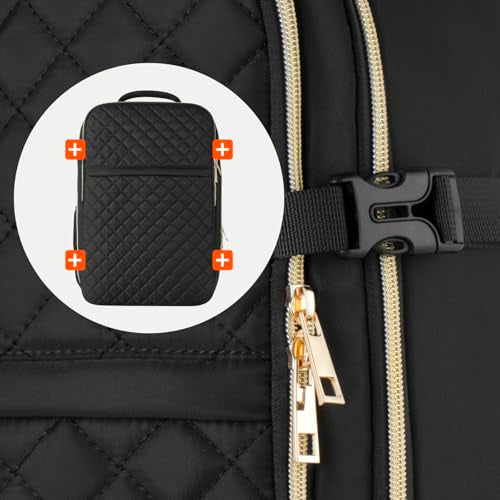MOMUVO Large Travel Backpack Women, Flight Approved Carry On Backpack, Water Resistant Anti-Theft Casual Daypack School Bag Fit 17 Inch Laptop with USB Charging Port, Black - color: Black, size: 17.3 inch