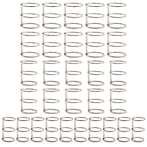 Saihisday 30 Pieces 3 Ring Metal Loose Leaf Binders 20 mm 25mm 30mm Inner Diameter Silver Book Rings Snap Split Hinged for Notebook DIY Travel Diary Photo Album