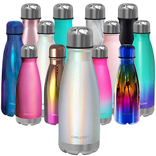 CHILLOUT LIFE 12oz Kids Insulated Stainless Steel Water Bottle, Leak Proof | Small Metal Water Bottle, Keeps Drinks Cold 24H & Hot 12H, Leak-Proof Screw Lid, Perfect for School, Travel & Sports - color: Holographic Sparkle