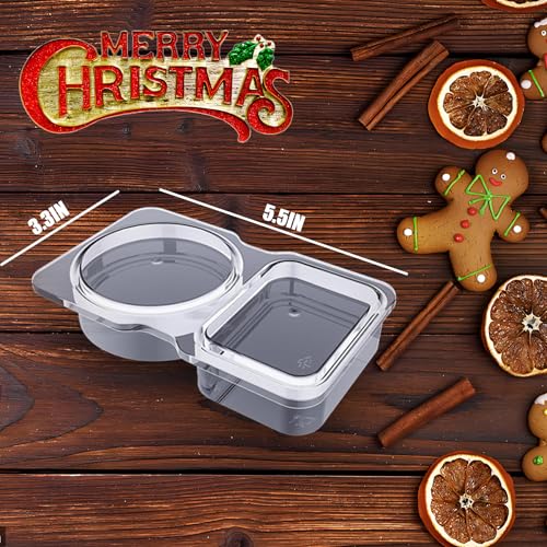 VOUKEN Double Compartment Condiment Container with Lid Double Compartment Snack Containers Double Compartment Snack Containers for to-go Sauce, Sampling, Travel Snack (Transparent 20PCS) - color: Transparent 20PCS