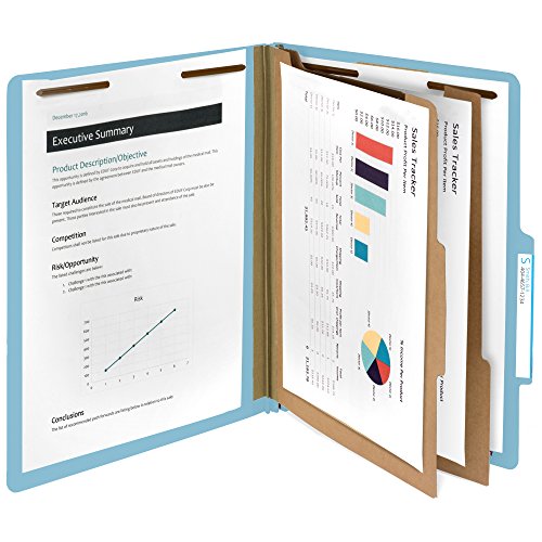 Blue Summit Supplies 30 Letter Size Light Blue Classification Folders, 2 Dividers, 2 Inch Tyvek Expansions, Durable 2, Letter Size, Light Blue Color, 30 Pack