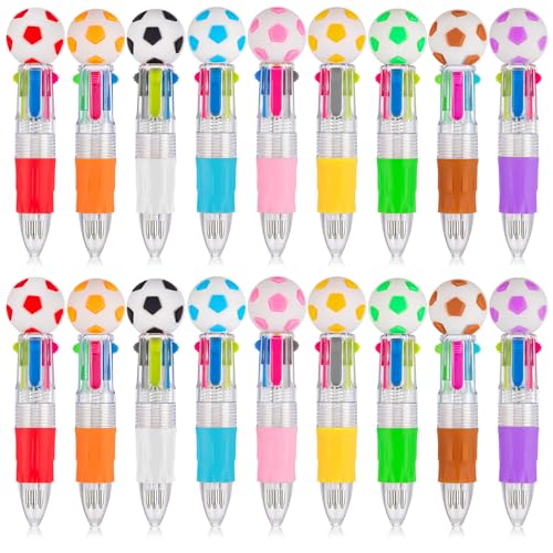 36Pcs 4-in-1 Soccer Mini Theme Multicolor Ballpoint Pens | Cute Retractable Pen Bulk for Birthday Party Classroom Student Prizes Teacher Rewards - style: SoccerMulticolorPens18Pcs