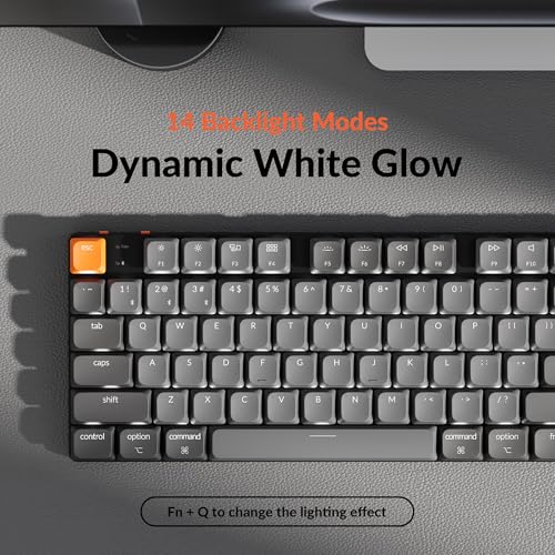Keychron K5 Version 2 Wireless Bluetooth 5.2 Mechanical Keyboard, Low Profile Milk POM Switch Full-Size 100% Layout QMK Programmable, White Backlit with Shine-Through Keycaps for Mac Windows Linux - color: Brown Switch