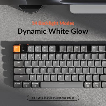 Keychron K5 Version 2 Wireless Bluetooth 5.2 Mechanical Keyboard, Low Profile Milk POM Switch Full-Size 100% Layout QMK Programmable, White Backlit with Shine-Through Keycaps for Mac Windows Linux - color: Brown Switch
