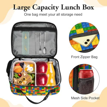 WOBAGMEN Brick Lunch Box for Kids, Cute Insulated Lunch Bag for Boys Girls,Waterproof Lunch Box with Water Bottle Holder for Teens Adults Picnic Travel Back to School (Brick) - color: Brick