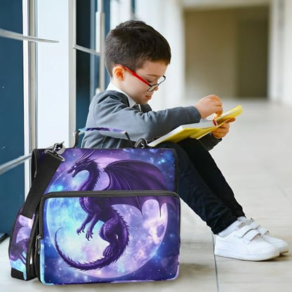3 Ring Zipper Binder with Shoulder Strap Dragon Moon 1.5 inch Binders Keeper Large Capacity Multi Pockets for School Office Supplies - color: Multi330, size: Fit 500 Sheets