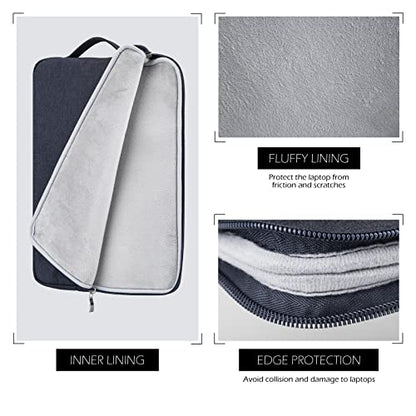 14 Inch Laptop Sleeve Case Water-Resistant Protecive Bag with Front Pocket Retractable Handle Notebook Carrying Case for 14 Inch Chromebook Notebook,Navy Blue - color: Navy Blue, size: 14"