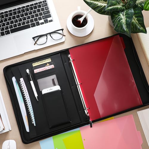 Gilprop 3 Ring Binder with Clipboard, 13.4"x11" Binder Padfolio,Black - color: Black