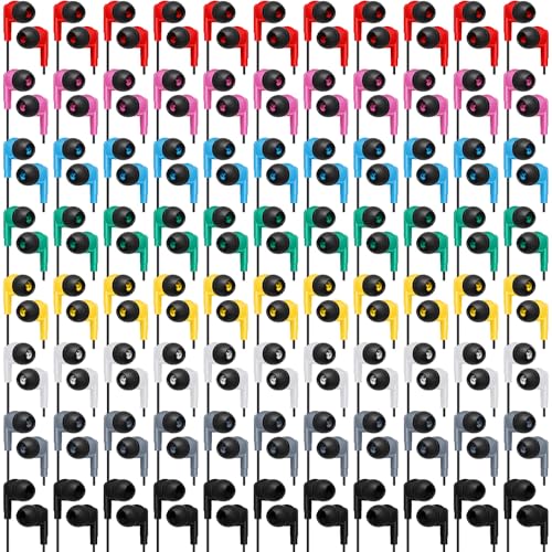Kigeli 300 Packs Bulk Earbuds Headphones Wired Earphones for Classroom Kids Colorful in Ear Students Ear Buds with 3.5mm Jack for Laptop School Library Supplies, No Microphone (Pure Black) - color: Pure Black