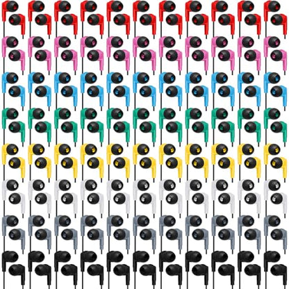 Kigeli 300 Packs Bulk Earbuds Headphones Wired Earphones for Classroom Kids Colorful in Ear Students Ear Buds with 3.5mm Jack for Laptop School Library Supplies, No Microphone (Pure Black) - color: Pure Black