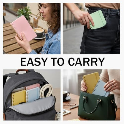5 Pack Small Mini Pocket Spiral Notebook 5.5x3.5, Hardcover Little Notebook with Removable Dividers Tabs, Journals Note Books for Note Taking, Work, School, Cute Notebooks with Strap 70 Sheet - size: 3.5 x 5.5 inches