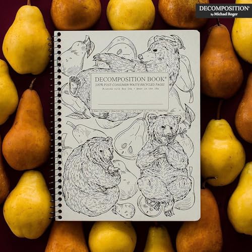 Decomposition Pear Bears College Ruled Spiral Notebooks – 9.75 x 7.5 Journal with 160 Lined Pages – Notebooks for School Supplies, Home & Office – 100% Recycled Paper – Made in USA - color: Pear Bears