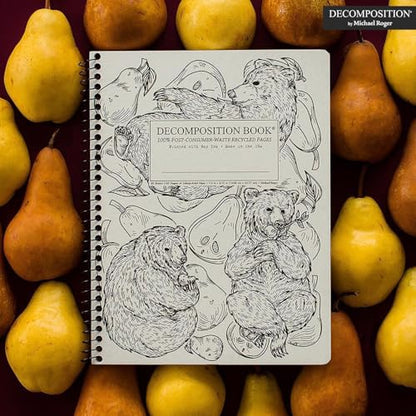 Decomposition Pear Bears College Ruled Spiral Notebooks – 9.75 x 7.5 Journal with 160 Lined Pages – Notebooks for School Supplies, Home & Office – 100% Recycled Paper – Made in USA - color: Pear Bears