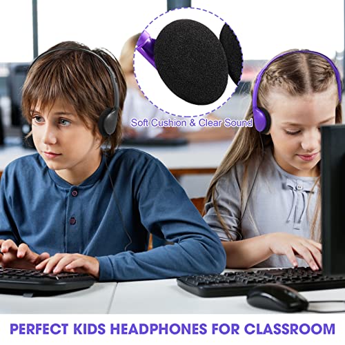 Konohan 32 Pack Headphones Bulk for School Student Classroom Set of Headphones Wire Headset Adjustable with 3.5 mm Jack for Adult (Red,Purple,Gray,Black) - color: Red, Purple, Gray, Black