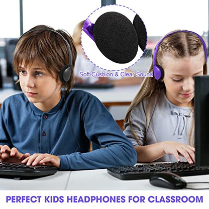 Konohan 32 Pack Headphones Bulk for School Student Classroom Set of Headphones Wire Headset Adjustable with 3.5 mm Jack for Adult (Red,Purple,Gray,Black) - color: Red, Purple, Gray, Black