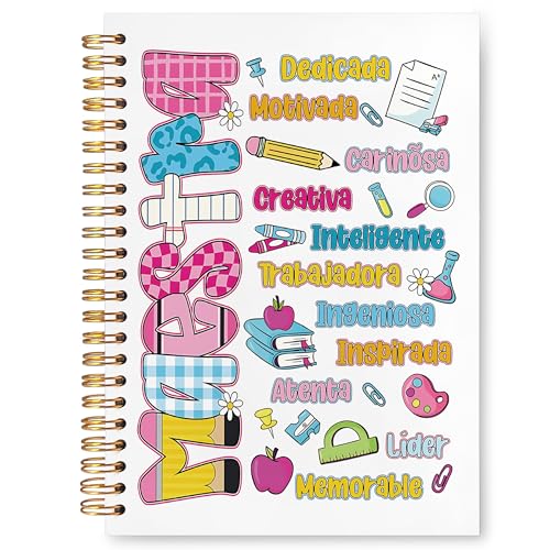 JUDFNCDE Spanish Teacher Maestra Appreciation Gifts Spiral Notebook 5.5 x 8.3, Regalos Para Maestras Mujeres, Back to School Gifts for Teachers, Spanish Educator Hardcover Notebook Journal - color: Spanish Teacher Maestra--