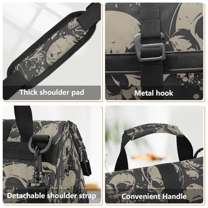 MNSRUU Insulated Lunch Bags Women Men, Grunge Skulls Portable Reusable Thermal Meal Tote Cooler Bag Organizer, Adjustable Shoulder Strap, Handle - color: Skulls 021